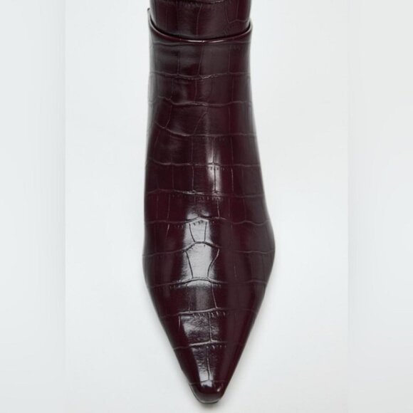 NWT ZARA THIN HEEL LEATHER BOOTS - Picture 6 of 8